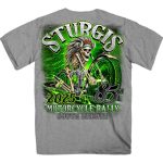 2025 Sturgis Motorcycle Rally Skeleton Chief Heather Grey Men’s T-Shirt - Image 2