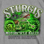 2025 Sturgis Motorcycle Rally Skeleton Chief Heather Grey Men’s T-Shirt - Image 4
