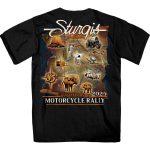 2025 Sturgis Motorcycle Rally Attractions Men’s Black T-Shirt - Image 2