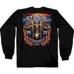 Hot Leathers SPB2067 Men’s Black 2023 Sturgis Motorcycle Rally #1 Design American Skeleton Long Sleeve Shirt