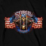 Hot Leathers SPB2067 Men’s Black 2023 Sturgis Motorcycle Rally #1 Design American Skeleton Long Sleeve Shirt - Image 2