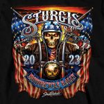 Hot Leathers SPB2067 Men’s Black 2023 Sturgis Motorcycle Rally #1 Design American Skeleton Long Sleeve Shirt - Image 4
