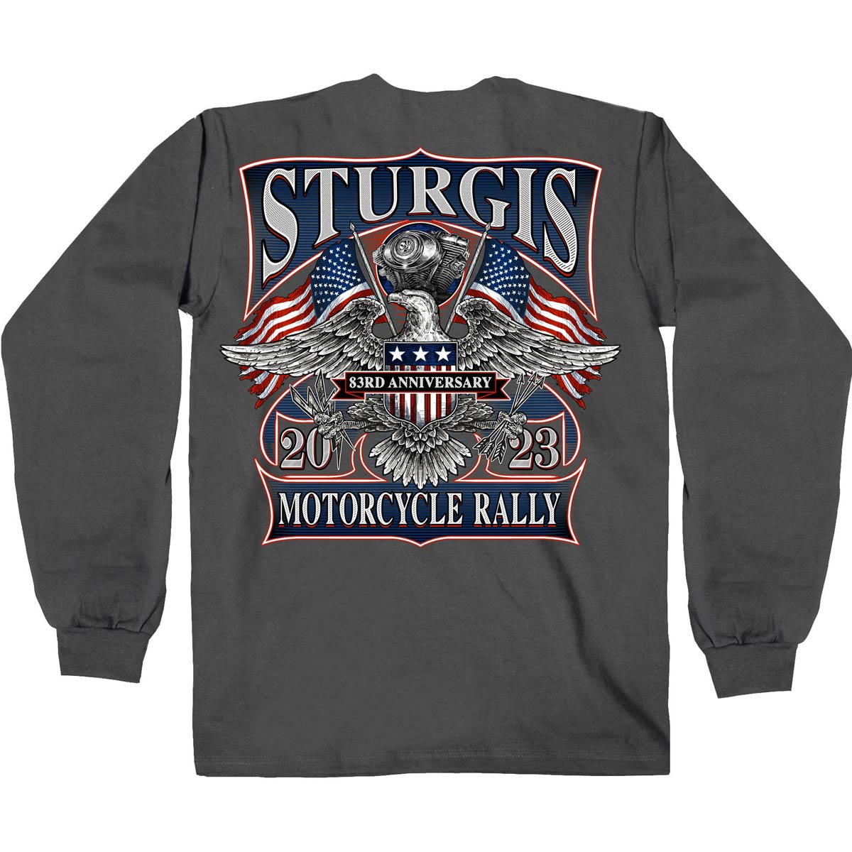 Hot Leathers SPB2105 Men’s Charcoal 2023 Sturgis Vintage Patriot Long Sleeve Shirt