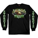 2024 Sturgis #1 Men’s Design Eagle & Skull Black Motorcycle Rally Long Sleeve Tee Shirt SPB2109