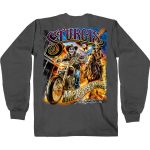 2025 Sturgis Motorcycle Rally #1 Ghost Rider Charcoal Men’s Long Sleeve Shirt - Image 2