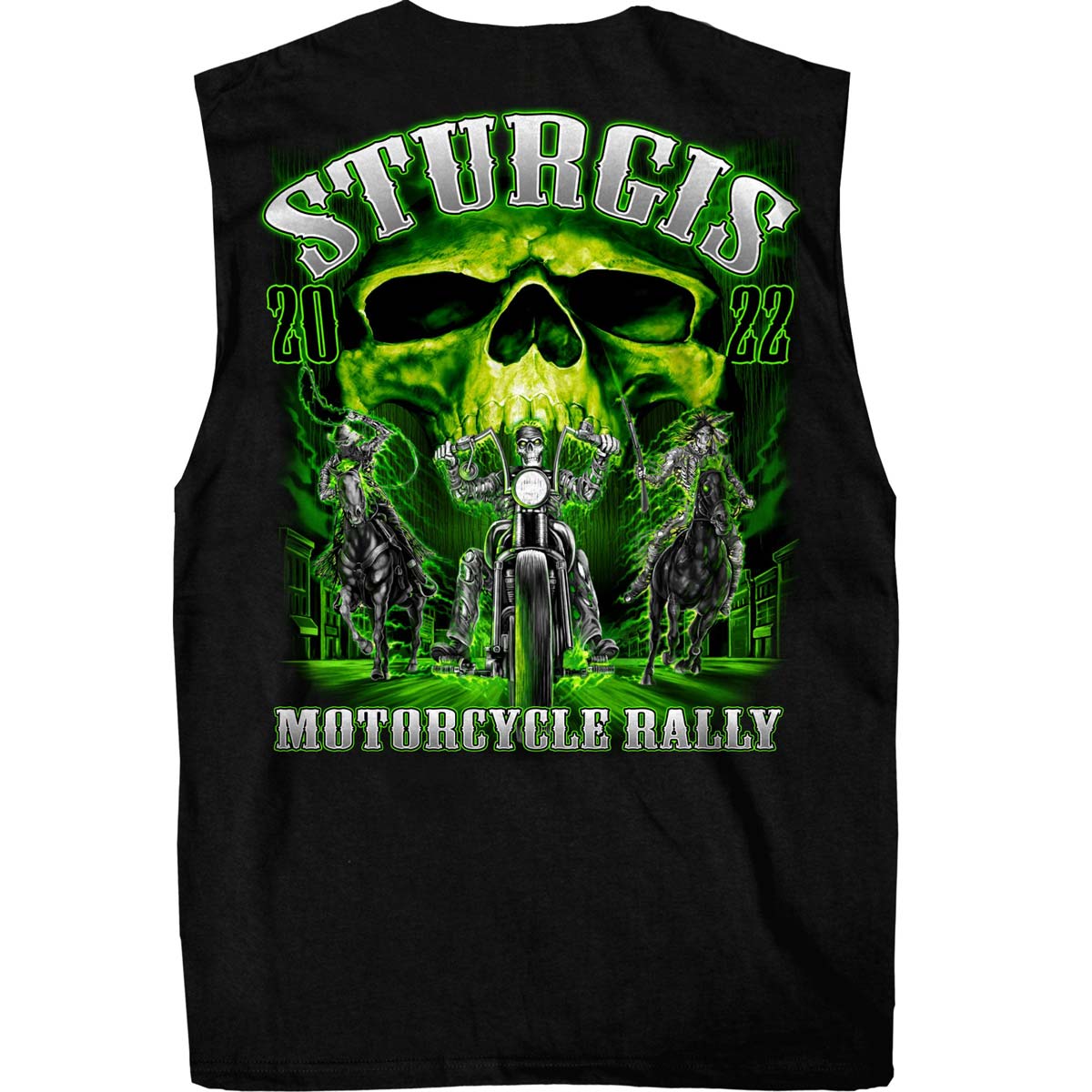 Hot Leathers SPB3001 Men’s Black Sturgis 2022 Skull Riders Sleeveless Shirt