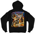 2025 Sturgis Men’s Motorcycle Rally #1 Ghost Rider Black Zippered Hooded Sweat Shirt - Image 2