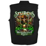 2024 Sturgis #1 Men’s Design Eagle & Skull Black Denim Motorcycle Rally Button Up Shirt SPB5101 - Image 2