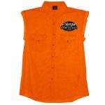 2025 Sturgis Men’s Acid Orange Denim Motorcycle Rally Attractions Sleeveless Shirt
