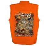 2025 Sturgis Men’s Acid Orange Denim Motorcycle Rally Attractions Sleeveless Shirt - Image 2