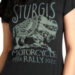 2022 Sturgis Motorcycle Rally SPL1789 Ladies Black Buffalo T-Shirt - Image 2