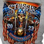 Hot Leathers SPL1824 Women’s Heather Gray 2023 Sturgis # 1 American Lady Double Sided T-Shirt - Image 2