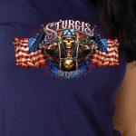 Hot Leathers SPL1825 Women’s Navy Blue 2023 Sturgis # 1 American Lady Double Sided T-Shirt - Image 4