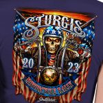 Hot Leathers SPL1825 Women’s Navy Blue 2023 Sturgis # 1 American Lady Double Sided T-Shirt - Image 2