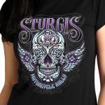 Hot Leathers SPL1827 Women’s Black 2023 Sturgis Antique Sugar Skull T-Shirt - Image 2