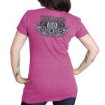 Hot Leathers SPL1828 Women’s Heather Pink 2023 Sturgis Antique Sugar Skull T-Shirt - Image 3