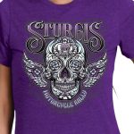 Hot Leathers SPL1829 Women’s Heather Purple 2023 Sturgis Antique Sugar Skull T-Shirt - Image 2