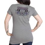Hot Leathers SPL1830 Women’s Heather Gray 2023 Sturgis Antique Sugar Skull T-Shirt - Image 3