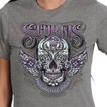 Hot Leathers SPL1830 Women’s Heather Gray 2023 Sturgis Antique Sugar Skull T-Shirt - Image 2