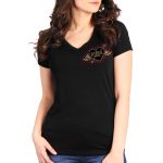Hot Leathers SPL1848 Women’s Black 2023 Sturgis Rose Wings Short Sleeve T-Shirt - Image 2