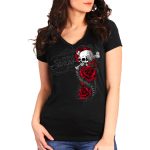 Hot Leathers SPL1856 Women’s Black 2023 Sturgis Rally Skull Rose T-Shirt - Image 3