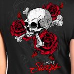 Hot Leathers SPL1856 Women’s Black 2023 Sturgis Rally Skull Rose T-Shirt - Image 2