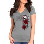 Hot Leathers SPL1857 Women’s Silver 2023 Sturgis Rally Skull Rose T-Shirt - Image 3