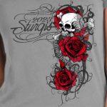 Hot Leathers SPL1857 Women’s Silver 2023 Sturgis Rally Skull Rose T-Shirt - Image 4