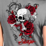 Hot Leathers SPL1857 Women’s Silver 2023 Sturgis Rally Skull Rose T-Shirt - Image 2