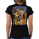 2025 Sturgis Women’s Motorcycle Rally #1 Ghost Rider Black Ladies T-Shirt - Image 2