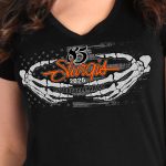 2025 Sturgis Women’s Motorcycle Rally Skeleton Hands Black Ladies T-Shirt - Image 3