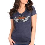 2025 Sturgis Women’s Motorcycle Rally Skeleton Hands Navy Ladies T-Shirt