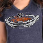2025 Sturgis Women’s Motorcycle Rally Skeleton Hands Navy Ladies T-Shirt - Image 3