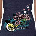 2025 Sturgis Women’s Motorcycle Rally Pink Lady Heather Blue Ladies T-Shirt - Image 4