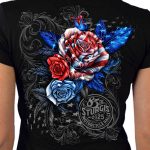 2025 Sturgis Women’s Motorcycle Rally Patriotic Roses Black Ladies T-Shirt - Image 4