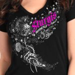 2025 Sturgis Women’s Motorcycle Rally Dandelion Black Ladies T-Shirt - Image 3