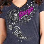 2025 Sturgis Women’s Motorcycle Rally Dandelion Heather Navy Ladies T-Shirt - Image 3