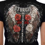 2025 Sturgis Women’s Motorcycle Rally Leather Wings Black Ladies T-Shirt - Image 4