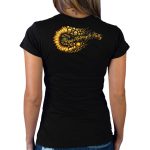 2025 Sturgis Women’s Motorcycle Rally Sunflower Skulls Black Ladies Tee - Image 2