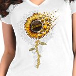 2025 Sturgis Women’s Motorcycle Rally Sunflower Skulls White Ladies Tee - Image 3