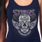 Hot Leathers SPL2860 Women’s Navy 2023 Sturgis Antique Sugar Skull Tank Top Shirt - Image 2