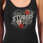 2025 Sturgis Women’s Motorcycle Rally Leather Wings Ladies Black Tank Top - Image 3