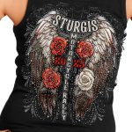 2025 Sturgis Women’s Motorcycle Rally Leather Wings Ladies Black Tank Top - Image 4