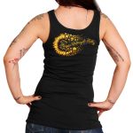 2025 Sturgis Women’s Motorcycle Rally Sunflower Skulls Black Ladies Tank Top - Image 2
