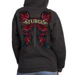 Hot Leathers SPL4848 Women’s Black 2023 Sturgis Rose Wings Hoodie - Image 2