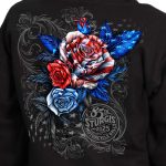 2025 Sturgis Motorcycle Rally Patriotic Roses Black Ladies Hooded Sweat - Image 5