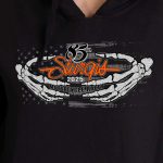 2025 Sturgis Motorcycle Rally Skeleton Hands Black Ladies Hooded Sweat - Image 9