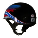 Hot Leathers HLT68 Eagle Wings Black Advanced DOT Approved Motorcycle Skull Cap Half Helmet - Image 9