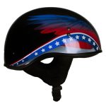 Hot Leathers HLT68 Eagle Wings Black Advanced DOT Approved Motorcycle Skull Cap Half Helmet - Image 8