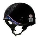 Hot Leathers HLT68 Eagle Black Advanced DOT Approved Motorcycle Skull Cap Half Helmet Biker - Image 7
